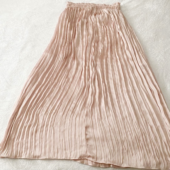 Topshop Plisse Light Pink Midi Skirt - Picture 6 of 8